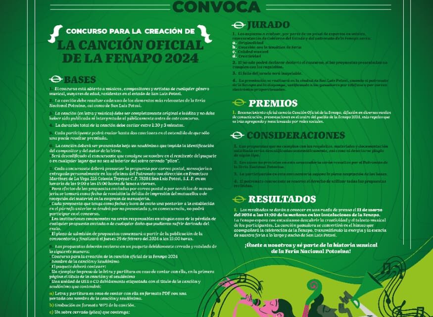 GOBIERNO ABRE CONVOCATORIA PARA CREAR TEMA OFICIAL DE LA FENAPO 2024